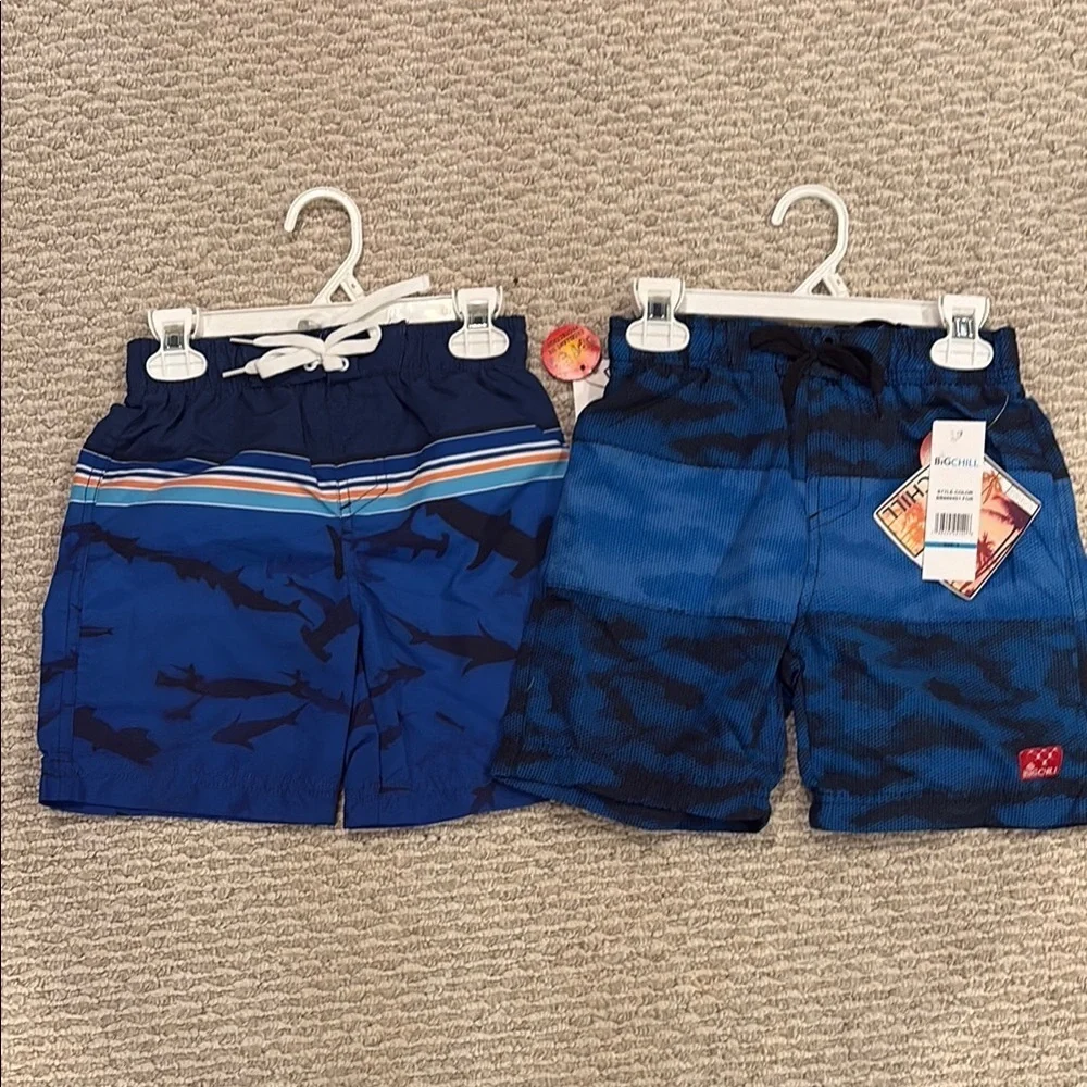 Blue Shark Print Kids Shorts
